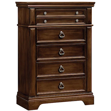 5 Drawer Chest with Cast Metal Drawer Pulls and Knobs